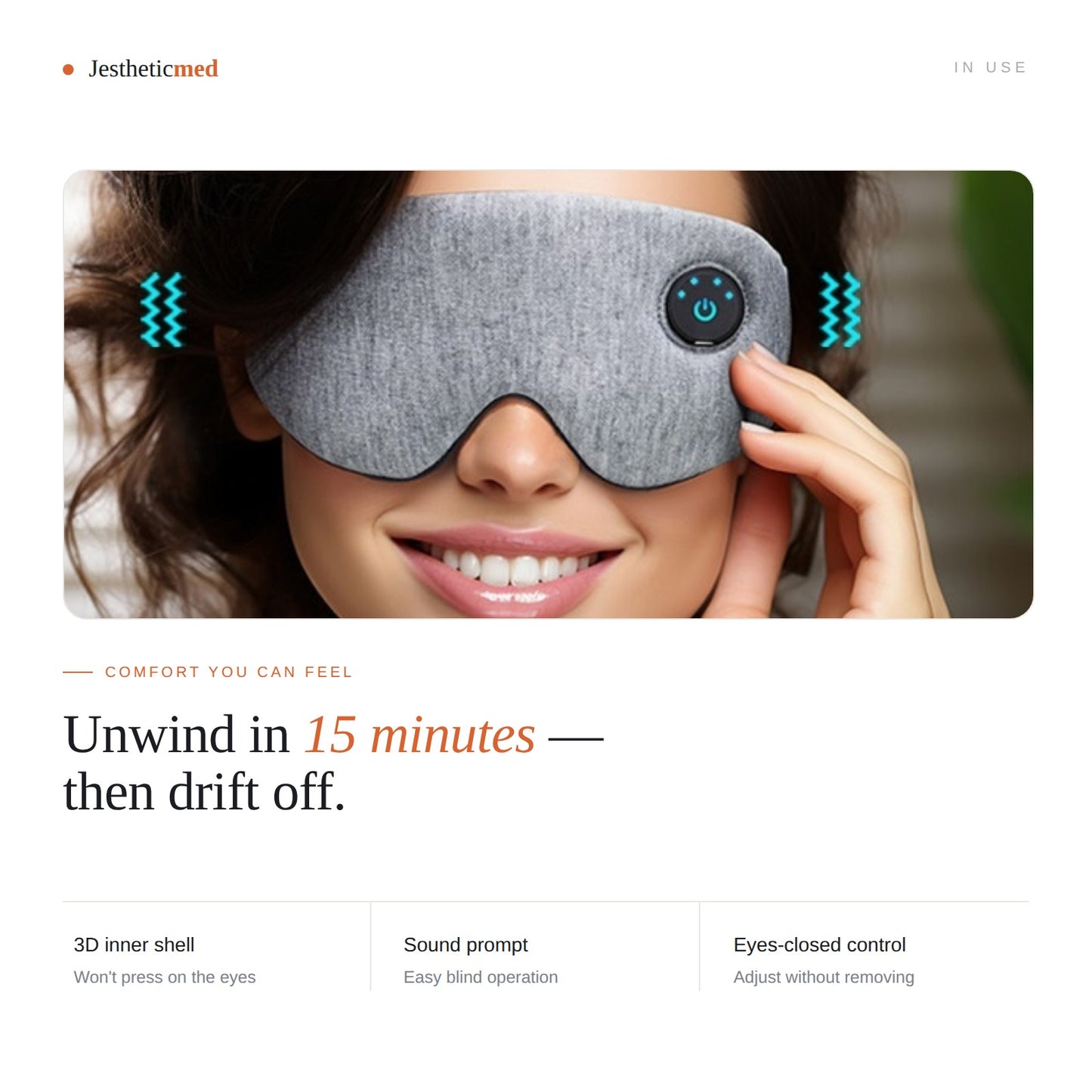 Wireless Steam Eye Mask USB Rechargeable | Graphene Heated Eye Wrap for Sleep, Stress & Eye Fatigue Relief | Hot Compress Ey