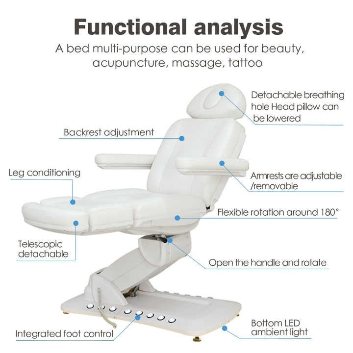 Hot Sale 3/4 Motors Electric Treatment Bed with Foot Control image 4