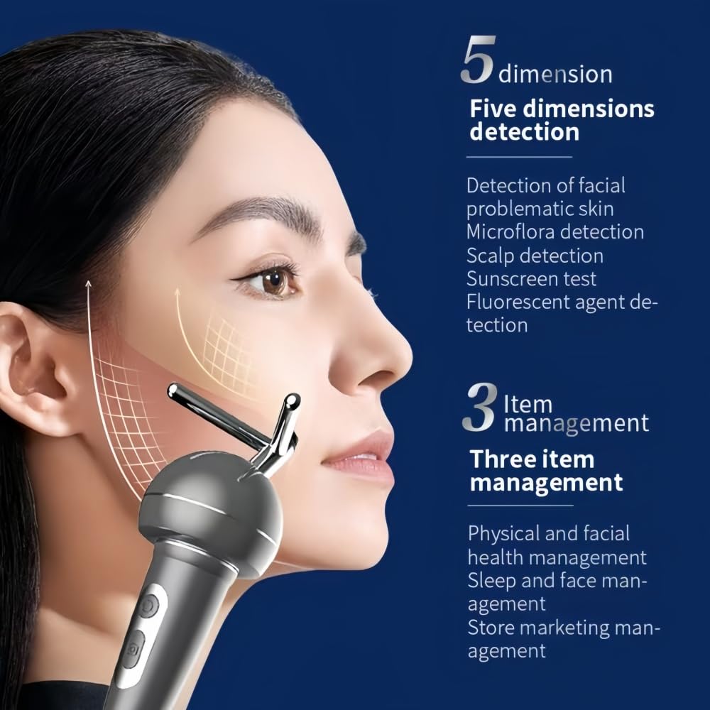 AI Skin Analyzer Device for Face & Scalp – Multi-Light Detection for Acne, Aging, Pigmentation, Sensitivity, UV & Microflora Analysis, Sleep & Weight Reports, Gray, Home & Professional Use (Grey) image 1