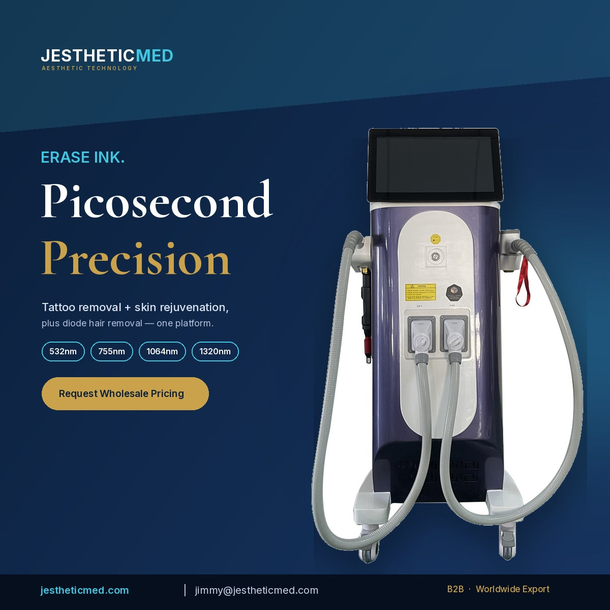 Professional 2-in-1 Diode & Picosecond Laser — 532nm + 755nm + 1064nm + 1320nm Tattoo Removal & Skin Rejuvenation