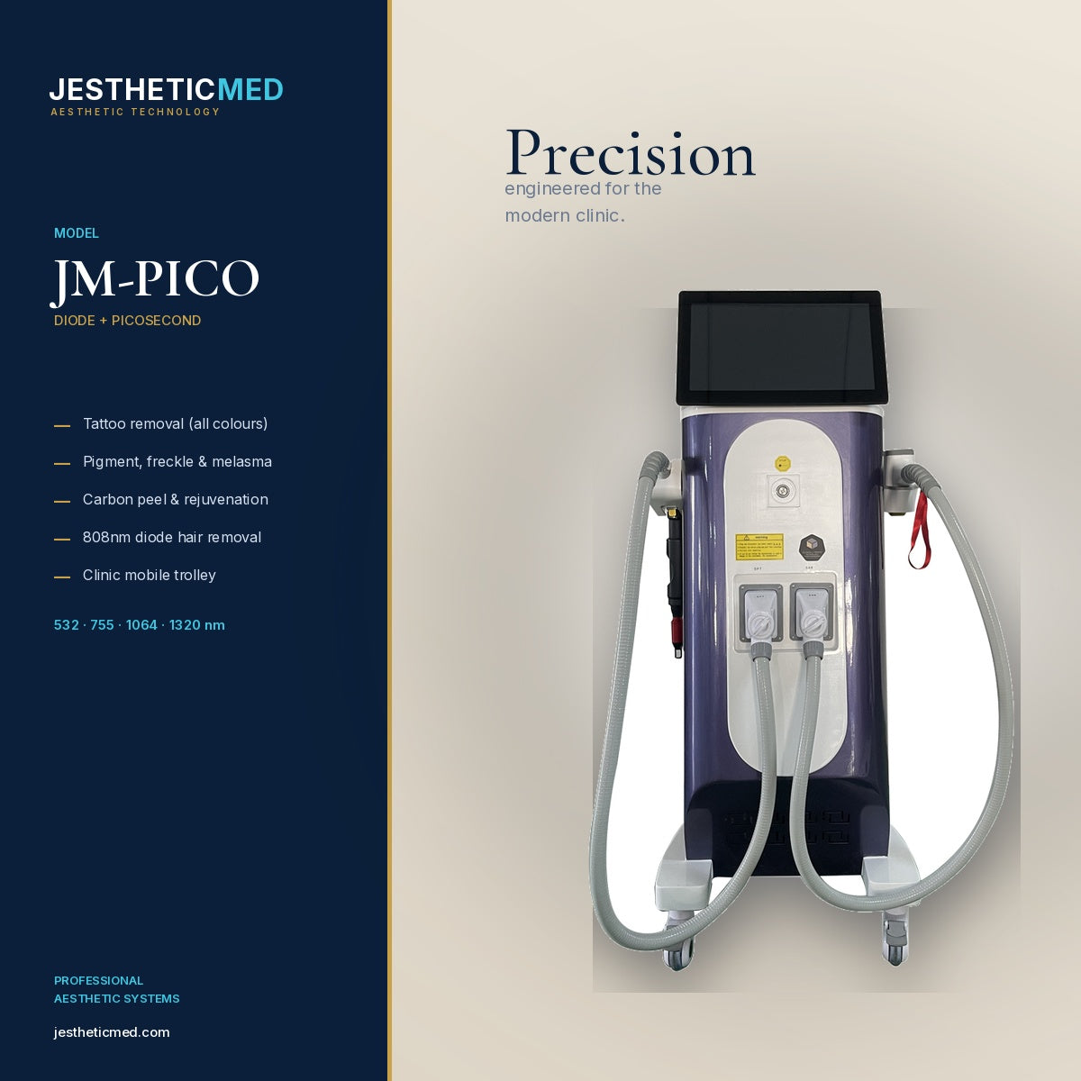 Professional 2-in-1 Diode & Picosecond Laser — 532nm + 755nm + 1064nm + 1320nm Tattoo Removal & Skin Rejuvenation