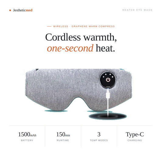 Wireless Steam Eye Mask USB Rechargeable | Graphene Heated Eye Wrap  for Sleep, Stress & Eye Fatigue Relief | Hot Compress Ey