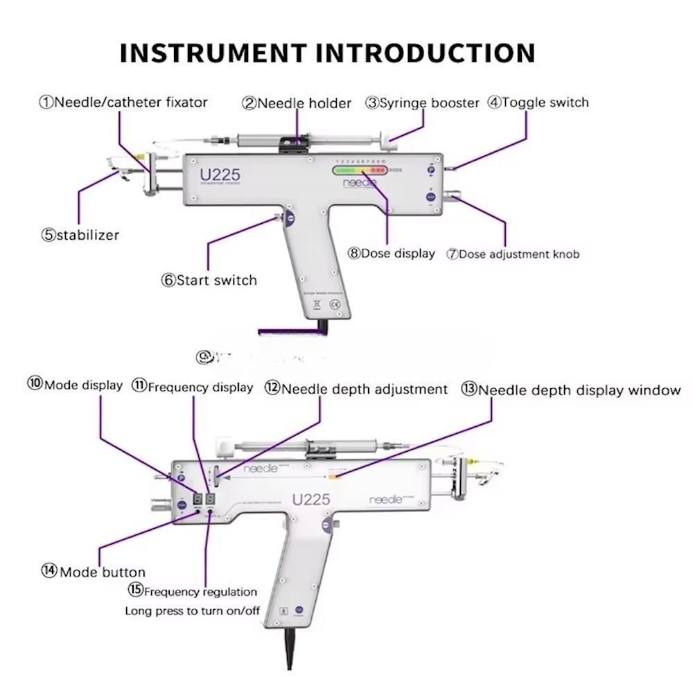 Mesotherapy Gun Needle Injection Gun Prp Mesotherapy Injection Gun Needleless Anti-aging Nano Crystal U225meso