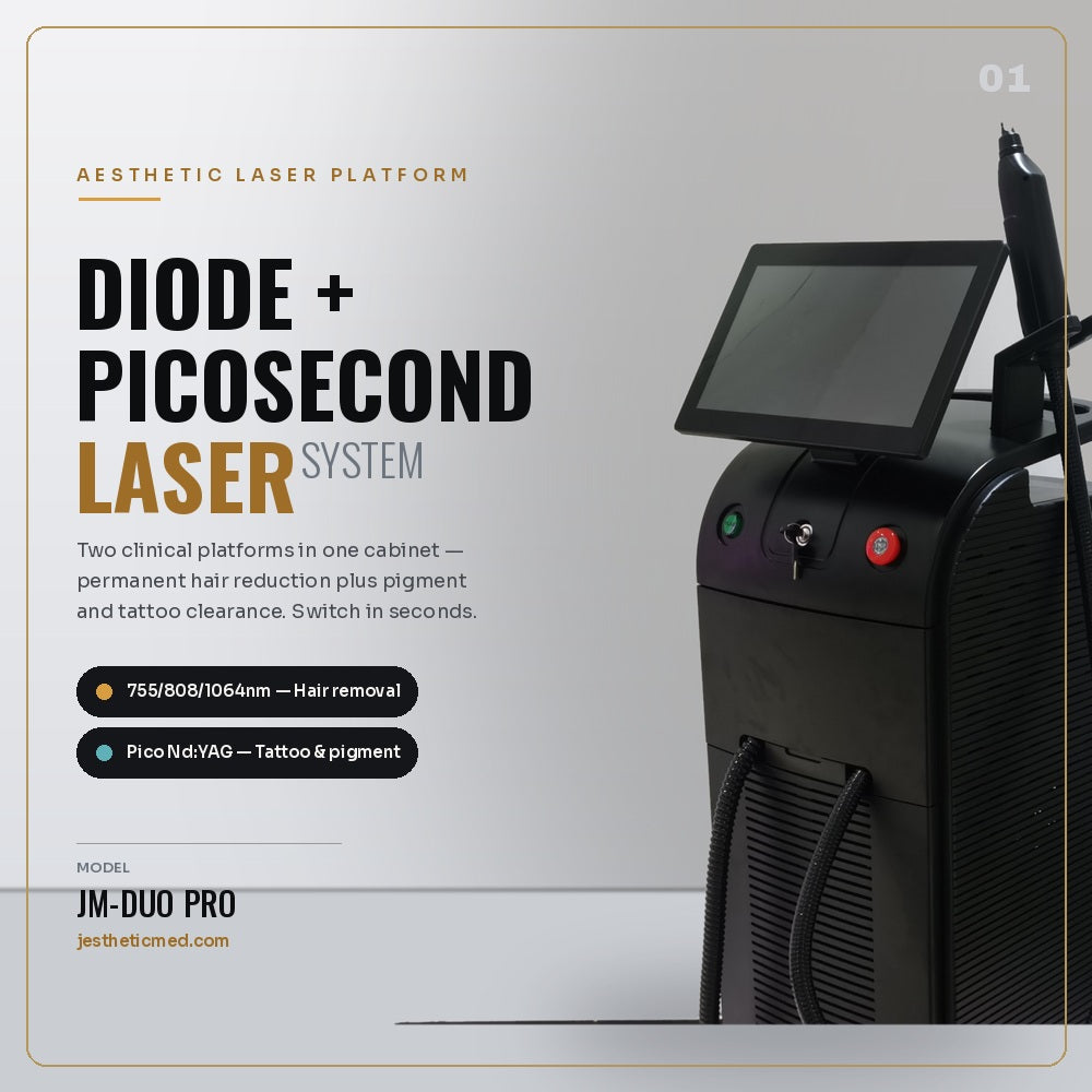 Jestheticmed 7-in-1 Laser Platform | Diode + Q-Switched Nd:YAG | Hair Removal, Tattoo Removal, Pigmentation & Carbon Peel