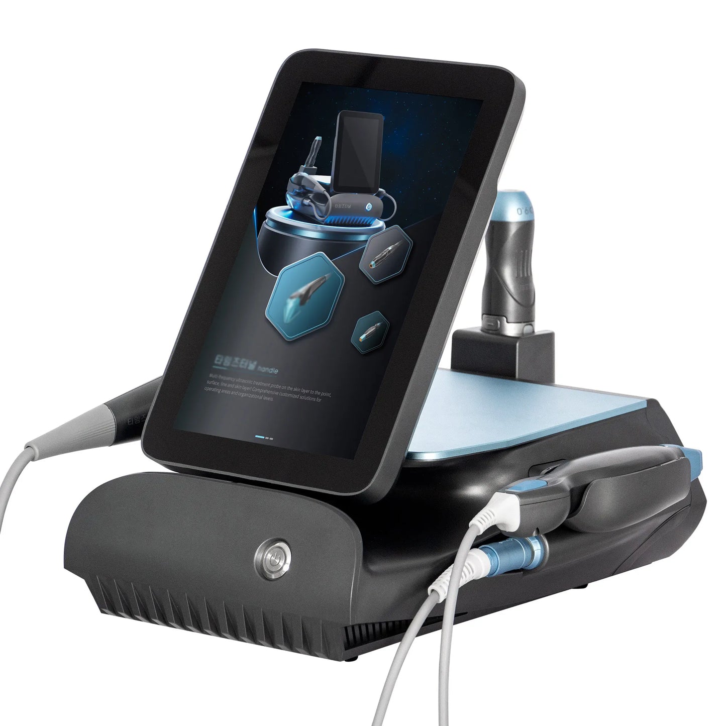 3-in-1 Titanium HIFU Ultrasonic RF Anti-Aging Machine with 3 Handles for Face and Body Lifting - Salon and Home Use